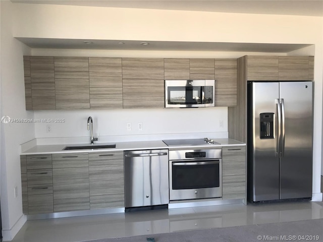 kitchen with sink and appliances with stainless steel finishes