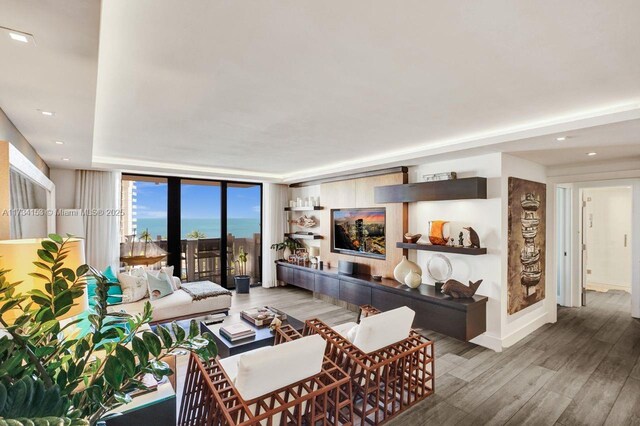 living room featuring light hardwood / wood-style flooring