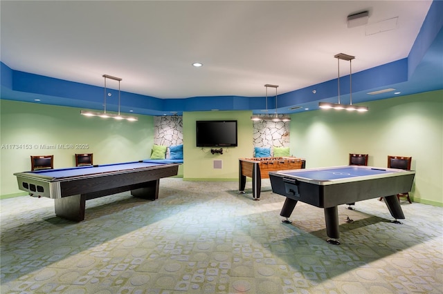 1121 Crandon Blvd Unit D706, Key Biscayne, FL 33149 - rec room featuring carpet flooring, baseboards, billiards, and recessed lighting