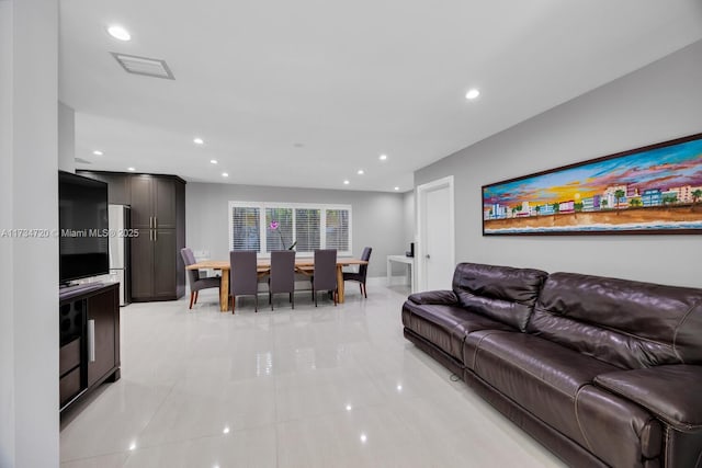 view of tiled living room