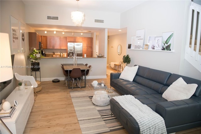 living room featuring light hardwood / wood-style floors