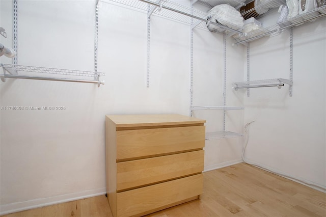 spacious closet with hardwood / wood-style flooring