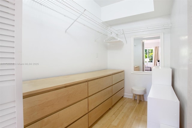 walk in closet featuring light wood-type flooring