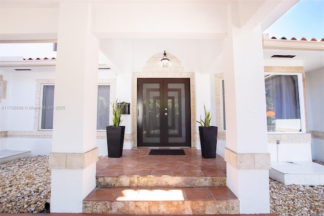 doorway to property with french doors