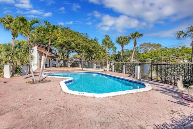 view of swimming pool with a patio