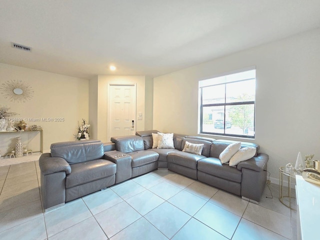 view of tiled living room