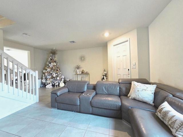 view of tiled living room