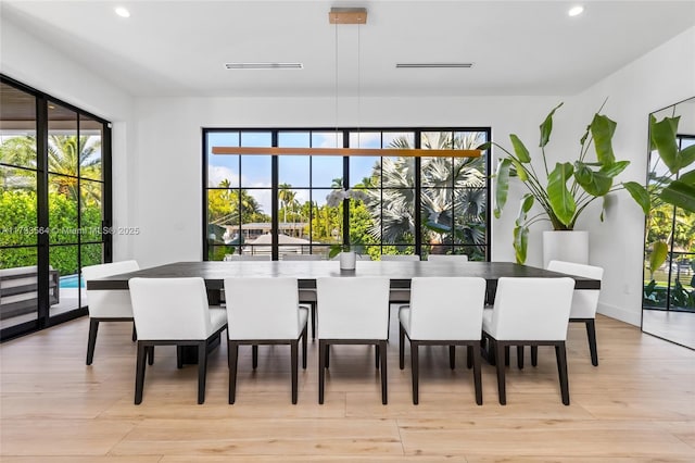 dining area featuring light hardwood / wood-style floors