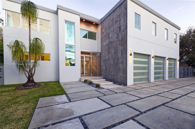 contemporary home with a garage