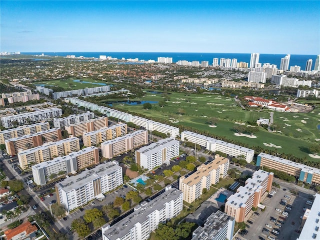 aerial view with a view of city and a water view