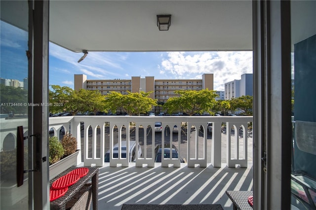 balcony with a city view