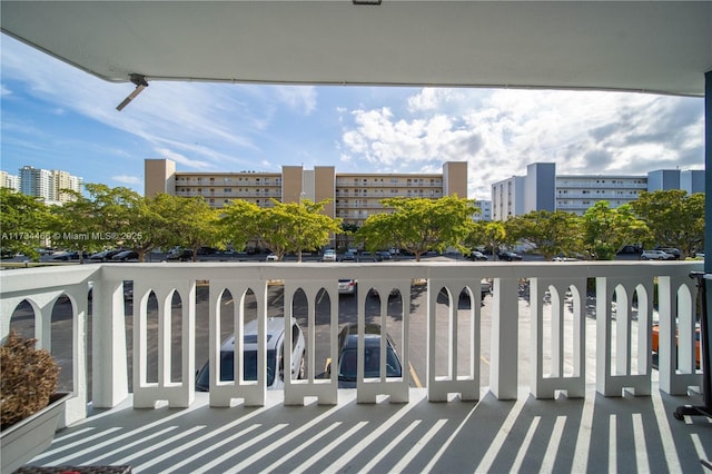 balcony with a view of city