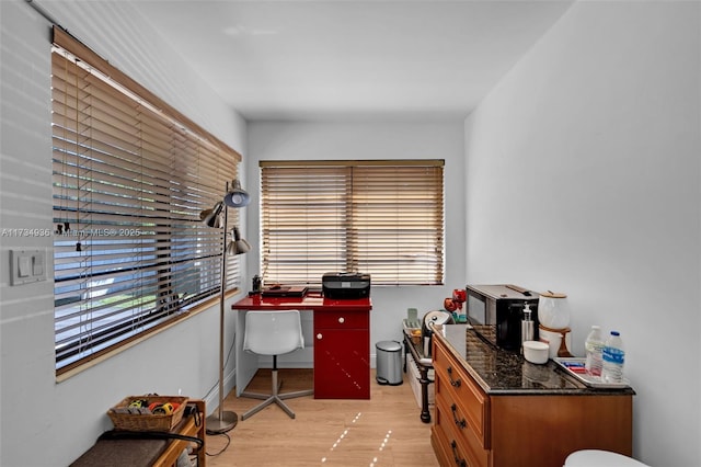 home office featuring light wood-type flooring