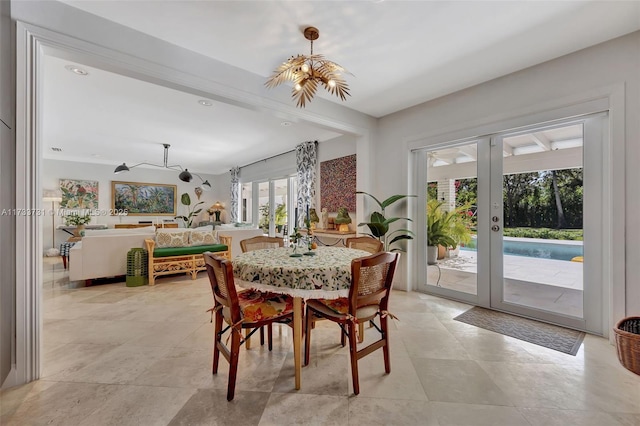 dining room featuring french doors