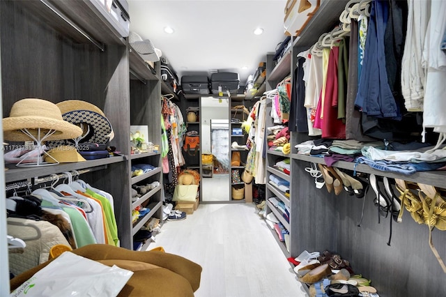 spacious closet featuring hardwood / wood-style floors