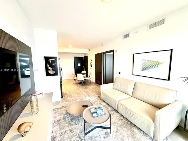 living room featuring light hardwood / wood-style floors