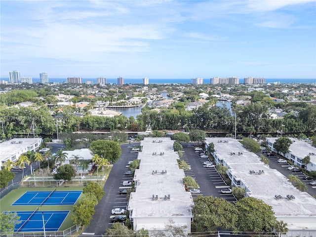 bird's eye view featuring a water view