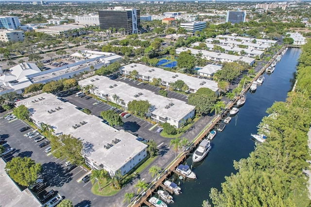 bird's eye view featuring a water view