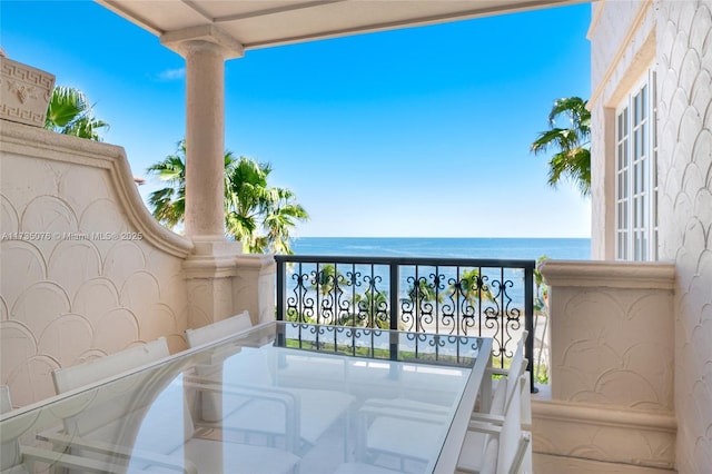 balcony with a water view