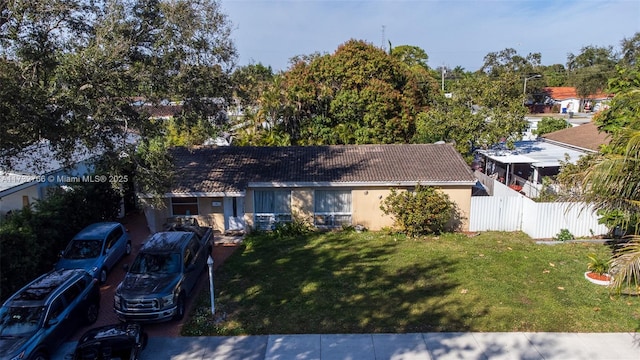 view of front of house with a front yard