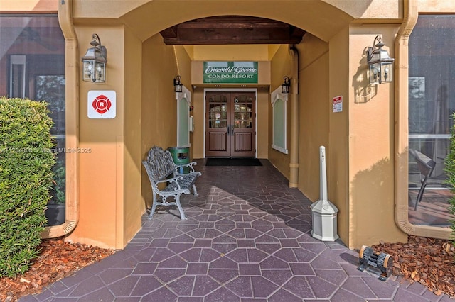 view of exterior entry with french doors