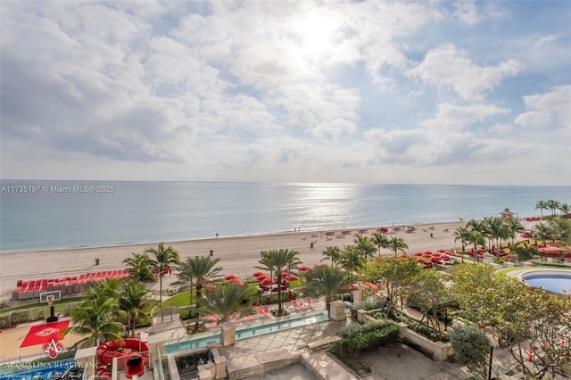 water view featuring a beach view