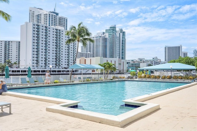 800 Parkview Dr Unit 1014, Hallandale Beach, FL 33009 - community pool with fence and a city view