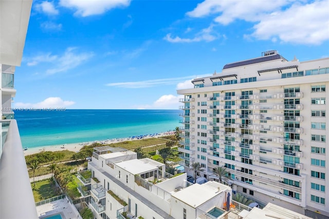 property view of water featuring a view of the beach