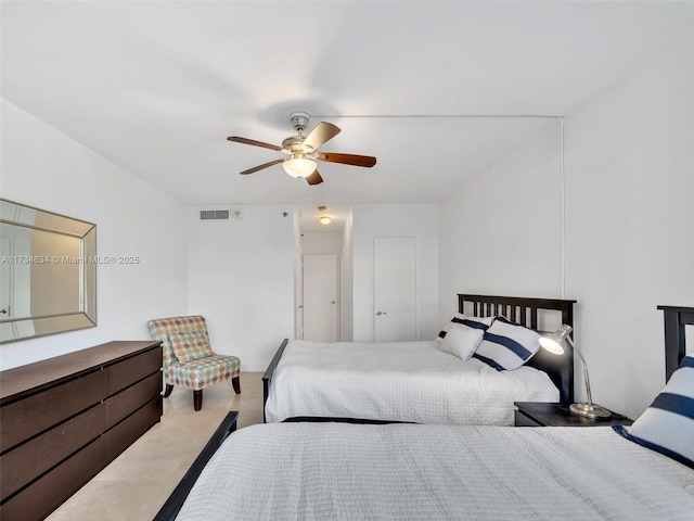 bedroom featuring ceiling fan