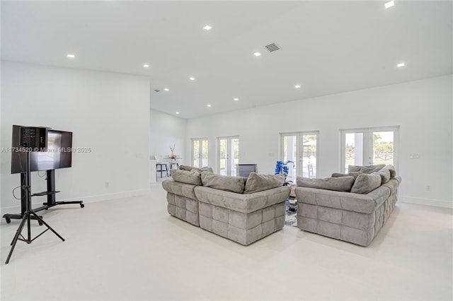 living room with french doors