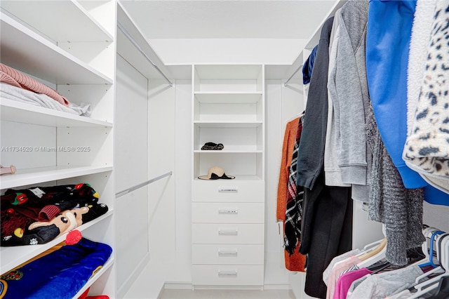 view of walk in closet