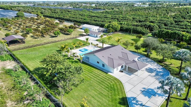 bird's eye view with a rural view