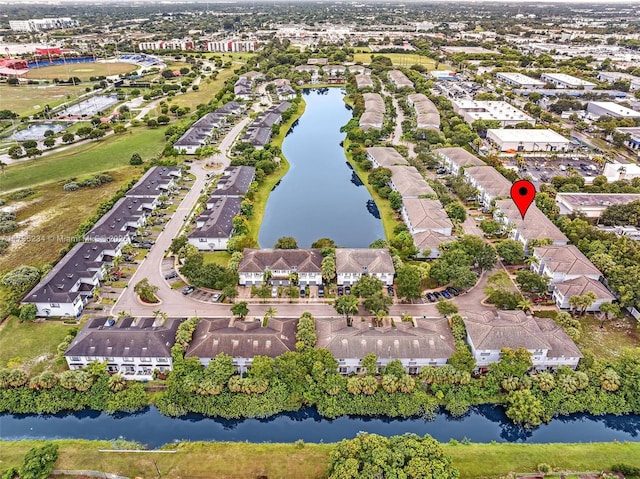 bird's eye view featuring a water view