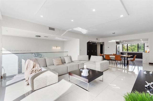 view of tiled living room