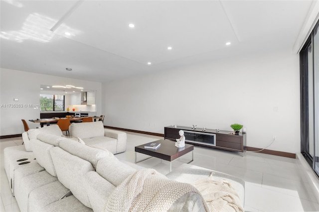 view of tiled living room