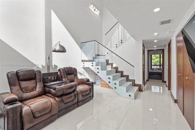 interior space with tile patterned flooring