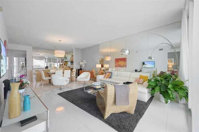 view of tiled living room