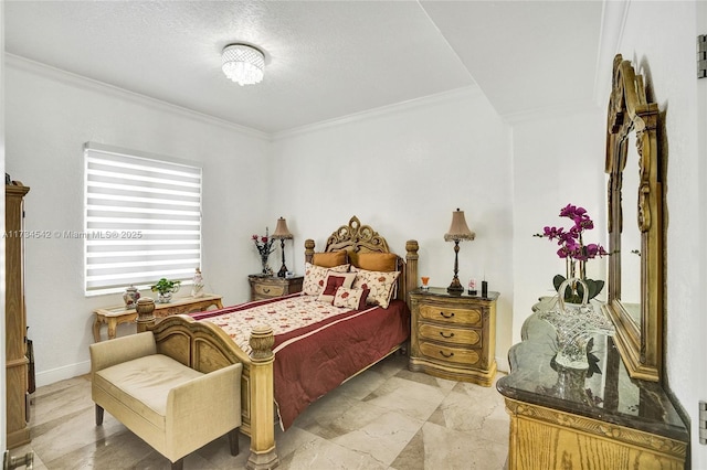 bedroom featuring crown molding