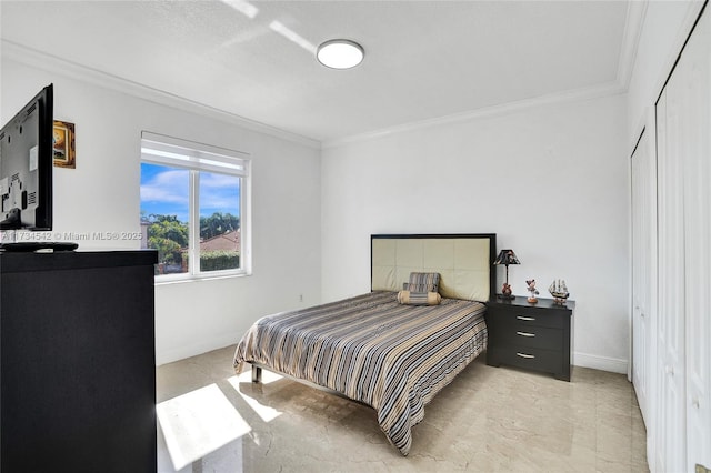 bedroom featuring ornamental molding