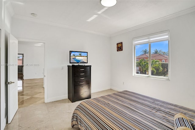 bedroom with ornamental molding