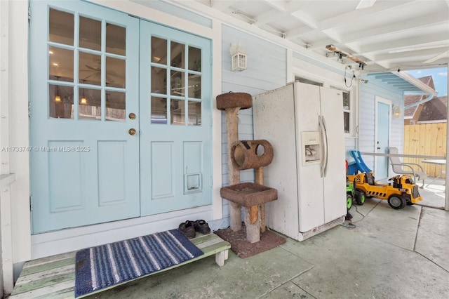 doorway to property featuring french doors