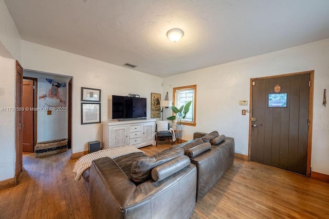 living room with hardwood / wood-style floors