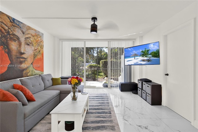 living room featuring expansive windows