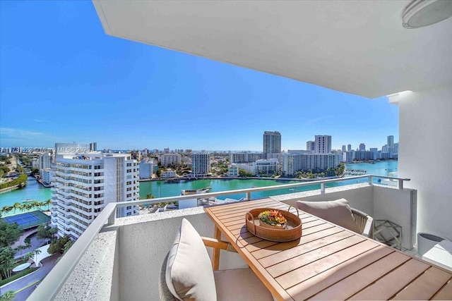 balcony with a water view