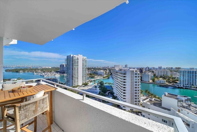 balcony with a water view