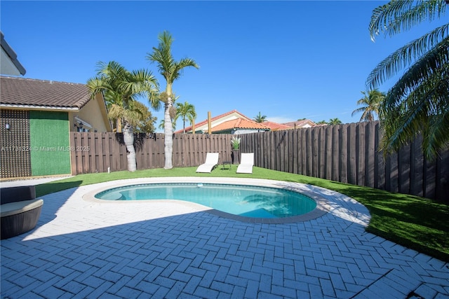 view of swimming pool featuring a patio