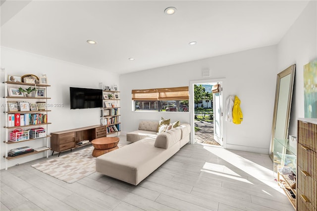 living room featuring light hardwood / wood-style floors