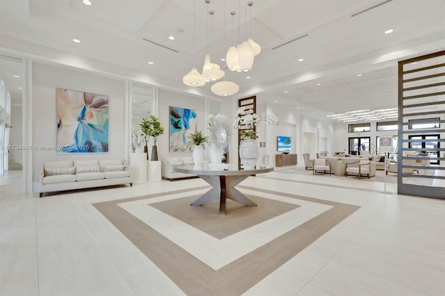 building lobby featuring recessed lighting