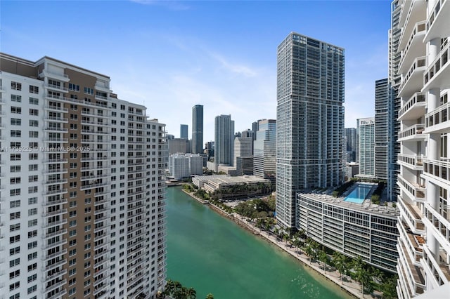 view of city with a water view