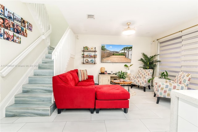 view of tiled living room